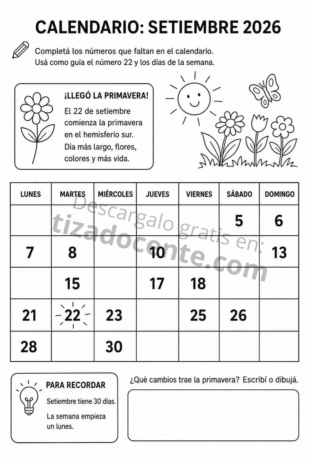 Recurso calendario setiembre