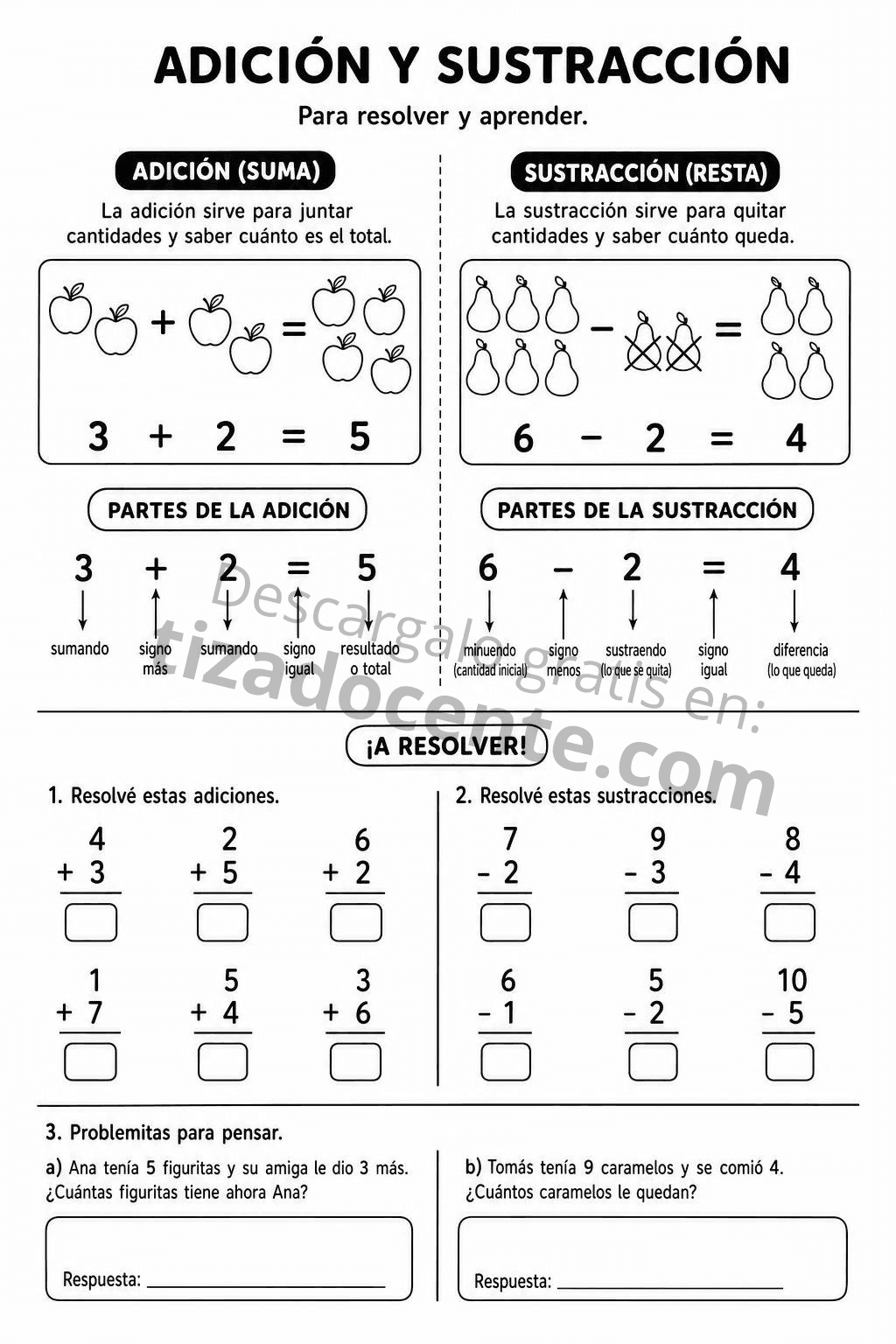 Recursos adición y sustracción