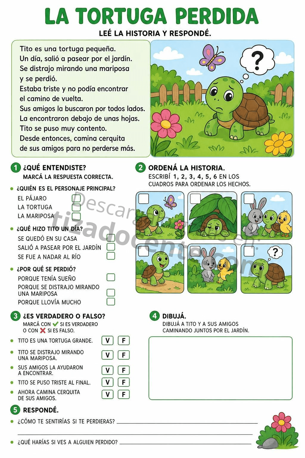 Comprensión lectora - La tortuga perdida